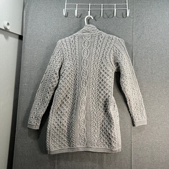 Aran Craft Merino Wool Women's Sweater Button Coller Soft Grey Size X-Small - Picture 2 of 11
